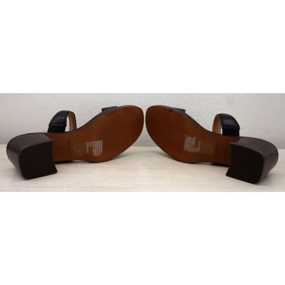 Madewell Women's Sz 8M Black Leather The Saige Double Strap Heeled Sandals - Picture 4 of 11